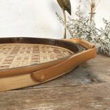 Oval rattan tray from the 70s