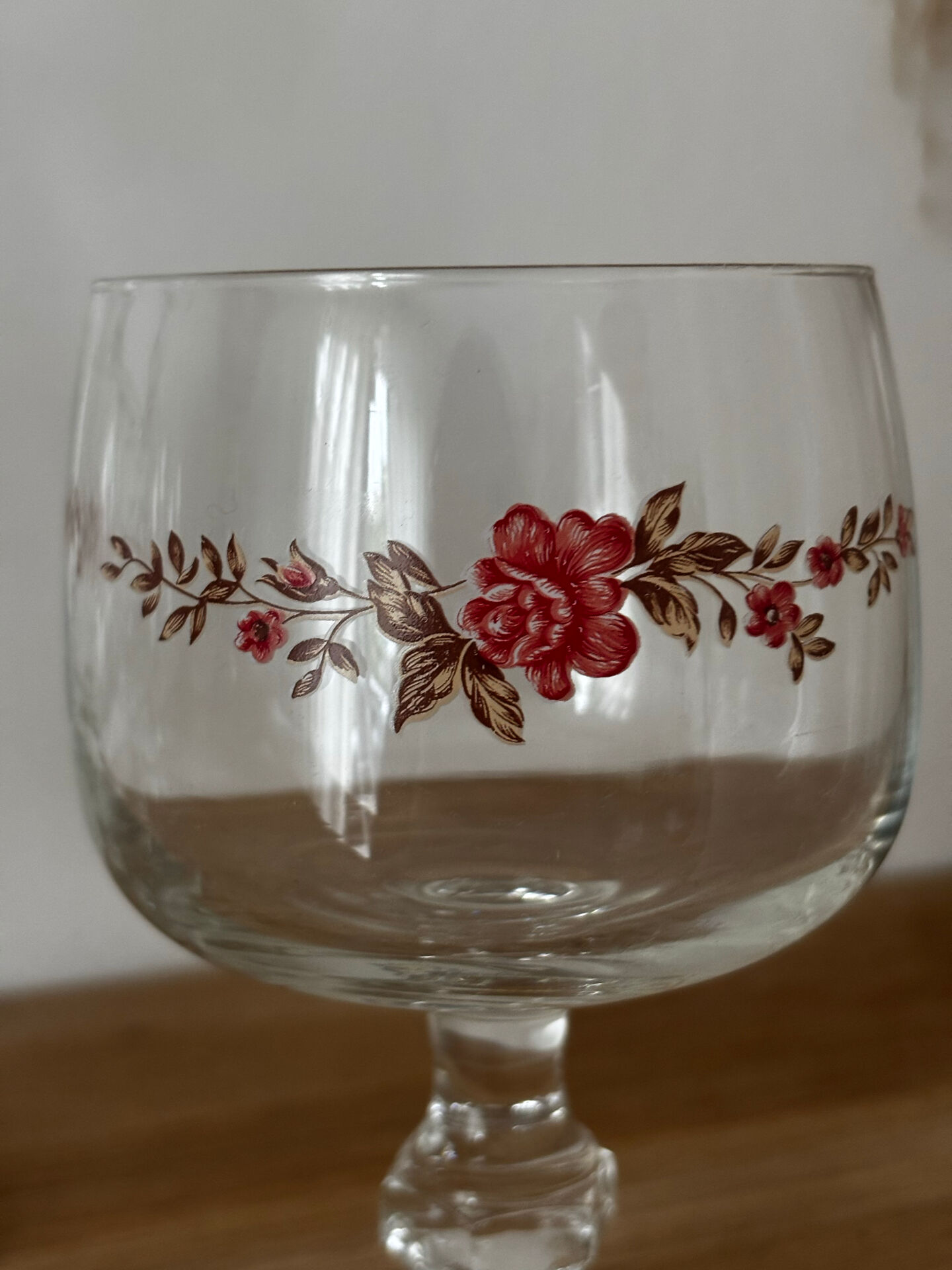 Vintage lot de 6 verres à pied Luminarc fleurs roses