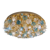 Plafonnier décoratif en verre de Murano doré avec motif floral par Simoeng
