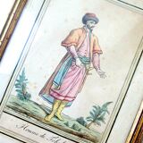 Two frames engravings couple Tobolsk with rose