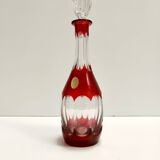 Bohemian Transparent and Red Crystal Decanter Bottle by Dresden Crystal, Germany