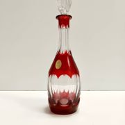Bohemian Transparent and Red Crystal Decanter Bottle by Dresden Crystal, Germany
