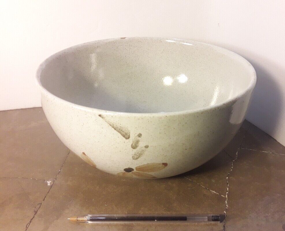 Sandstone salad bowl 23,5cm diameter vintage flat hollow