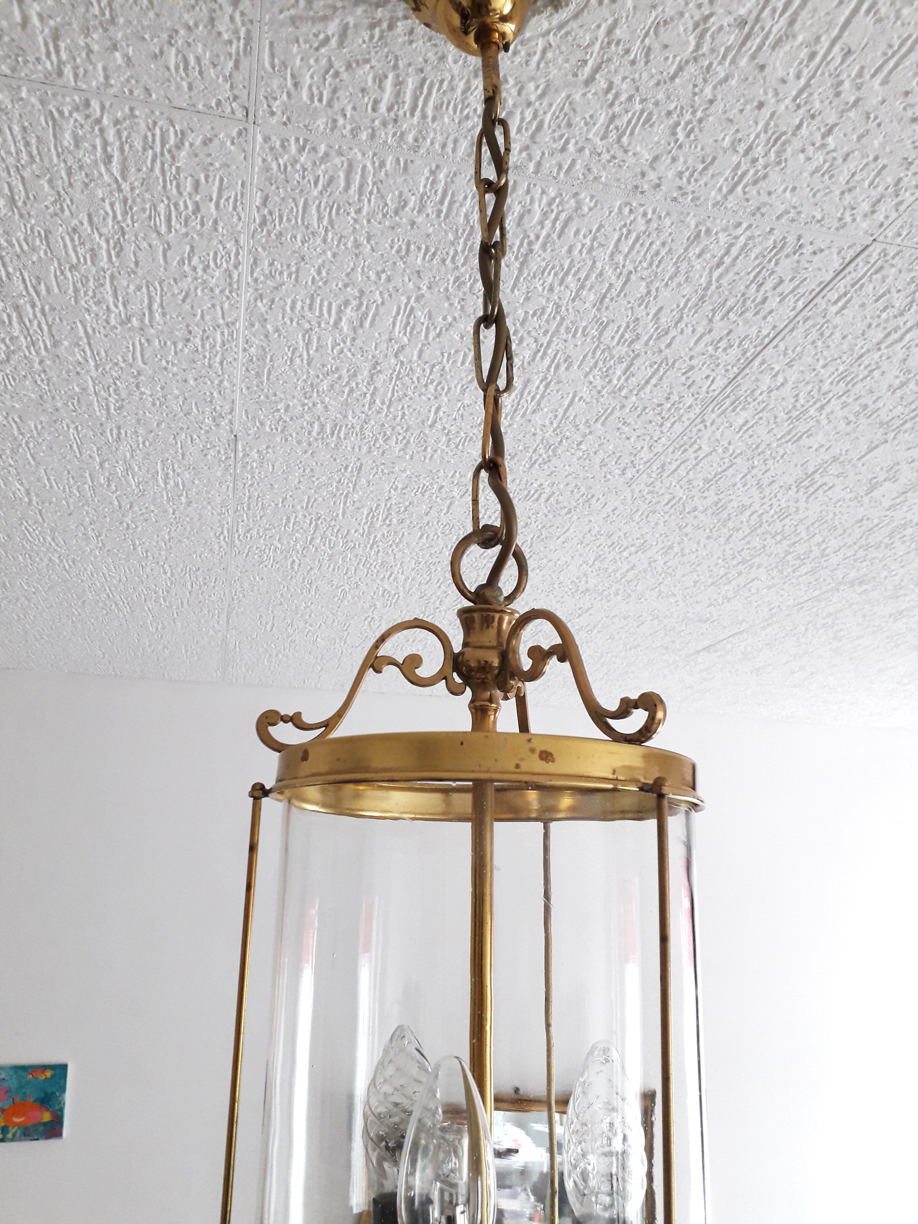 Old entrance hall lantern - 3 fires - convex glass - 50s