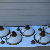 Suspension in white opaline, its edge in aged brass
