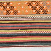 5x6 Vintage Red & Orange Striped Kilim Rug, 163x193Cm