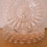 5 pink glass dessert plates