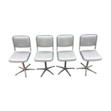 Vintage swivel chairs with chrome tubular base and silver skaï brand unic desing.