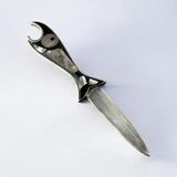 Fish letter opener, abalone shell & alpaca, Mexico, 1980s