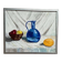 Huile sur toile "Nature morte avec bouteille bleue" par inconnu, vintage et encadrée.