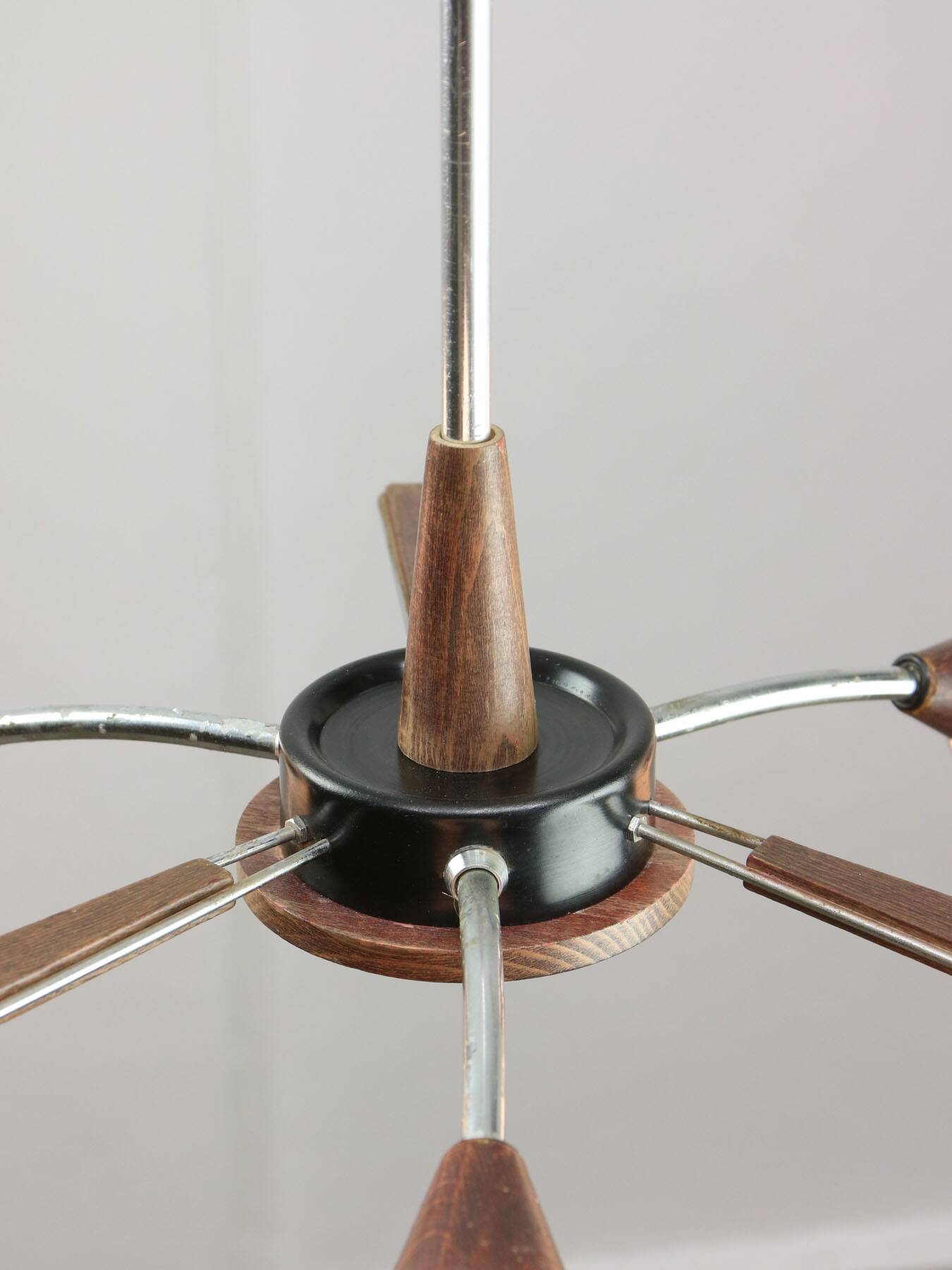 Mid-Century Modern Italian Chrome and Opaline Chandelier