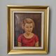 Oil on canvas gilded wooden frame old portrait of a young girl classic