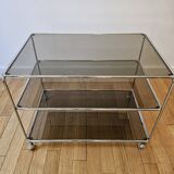 Small rolling trolley in chromed metal