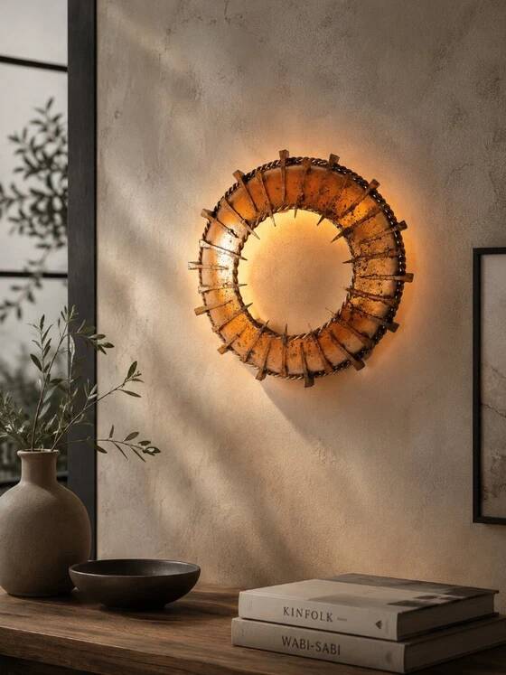 Brutalist sunburst wall light 1960