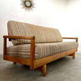 Old wooden sofa vintage brutalist design 60s