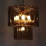 Italian chandelier in brass and beveled glass