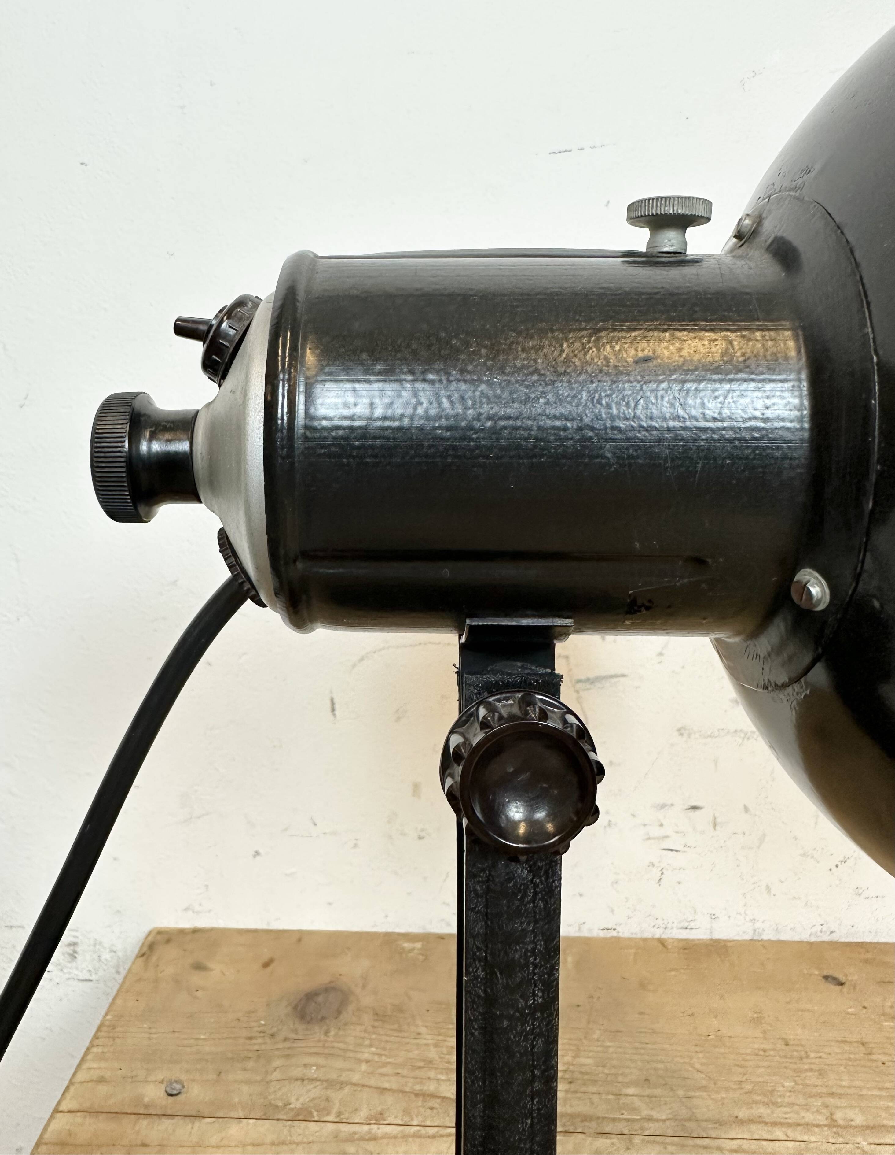 Vintage black enamel table photo lamp, 1950s