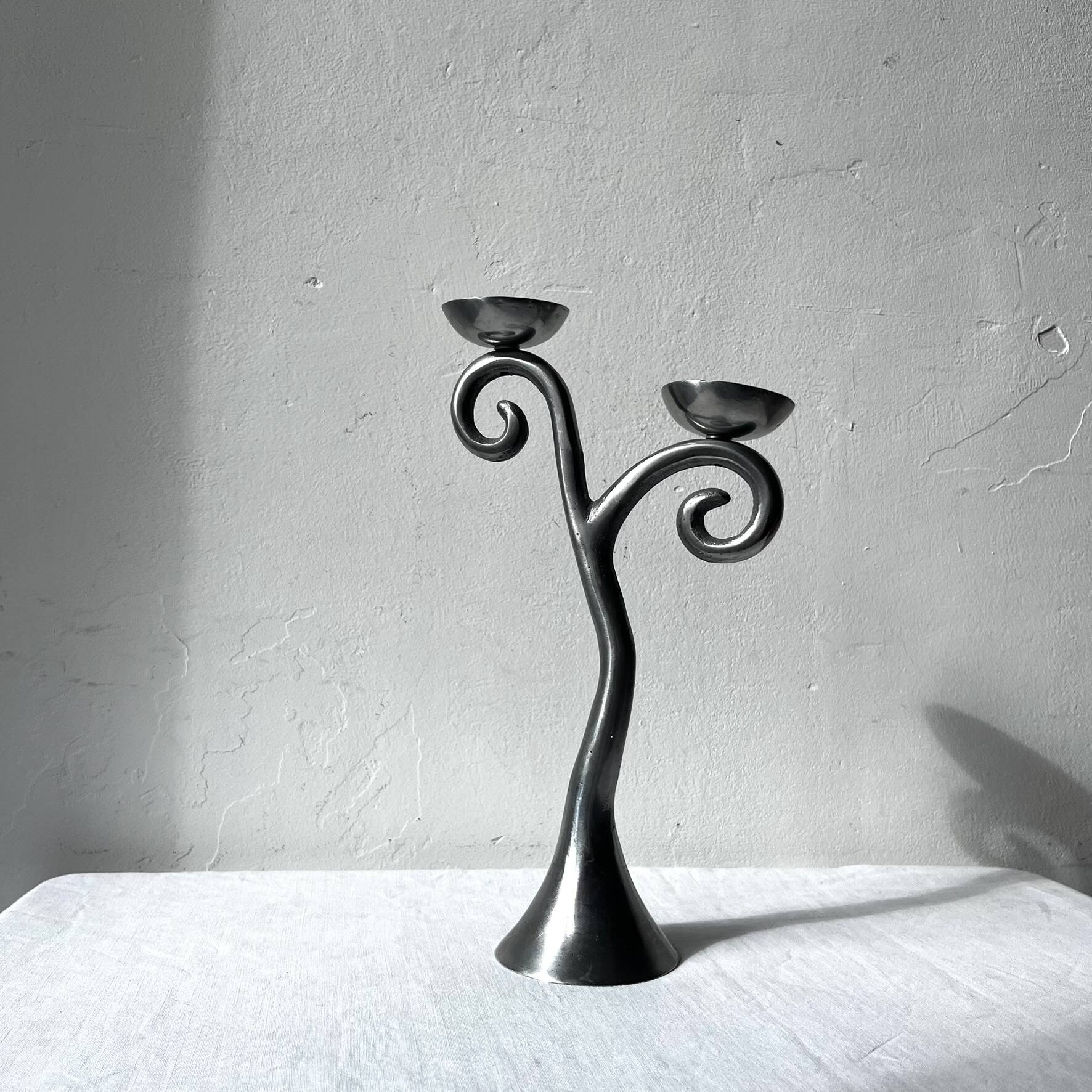 Aluminium candlestick / candelabrum, spiral design
