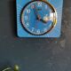 Vintage formica clock rectangular silent wall clock "Carrez blue"