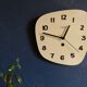 Clock formica vintage asymmetrical silent wall clock "Manufrance pale yellow"