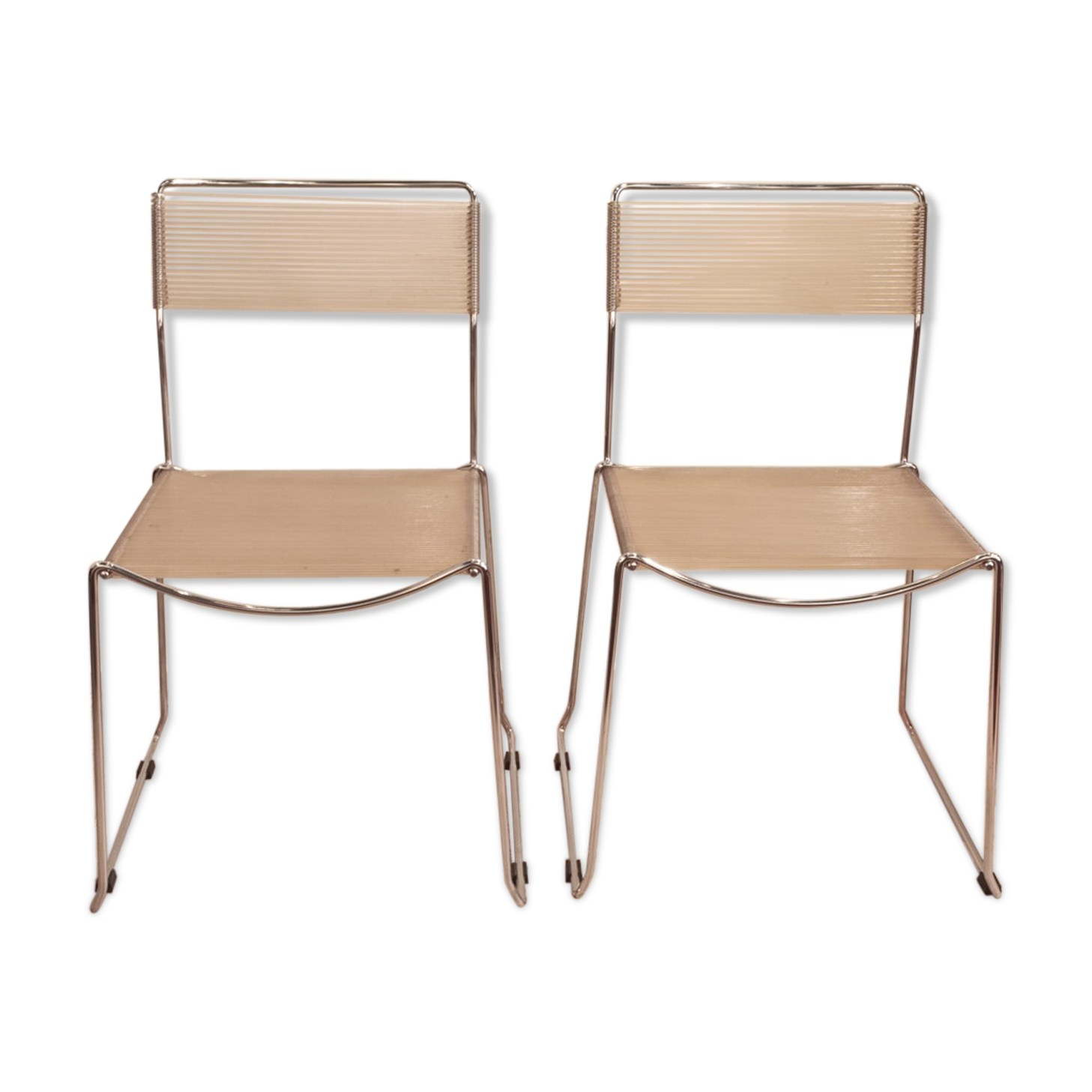 Pair of chairs chrome and scoubidou