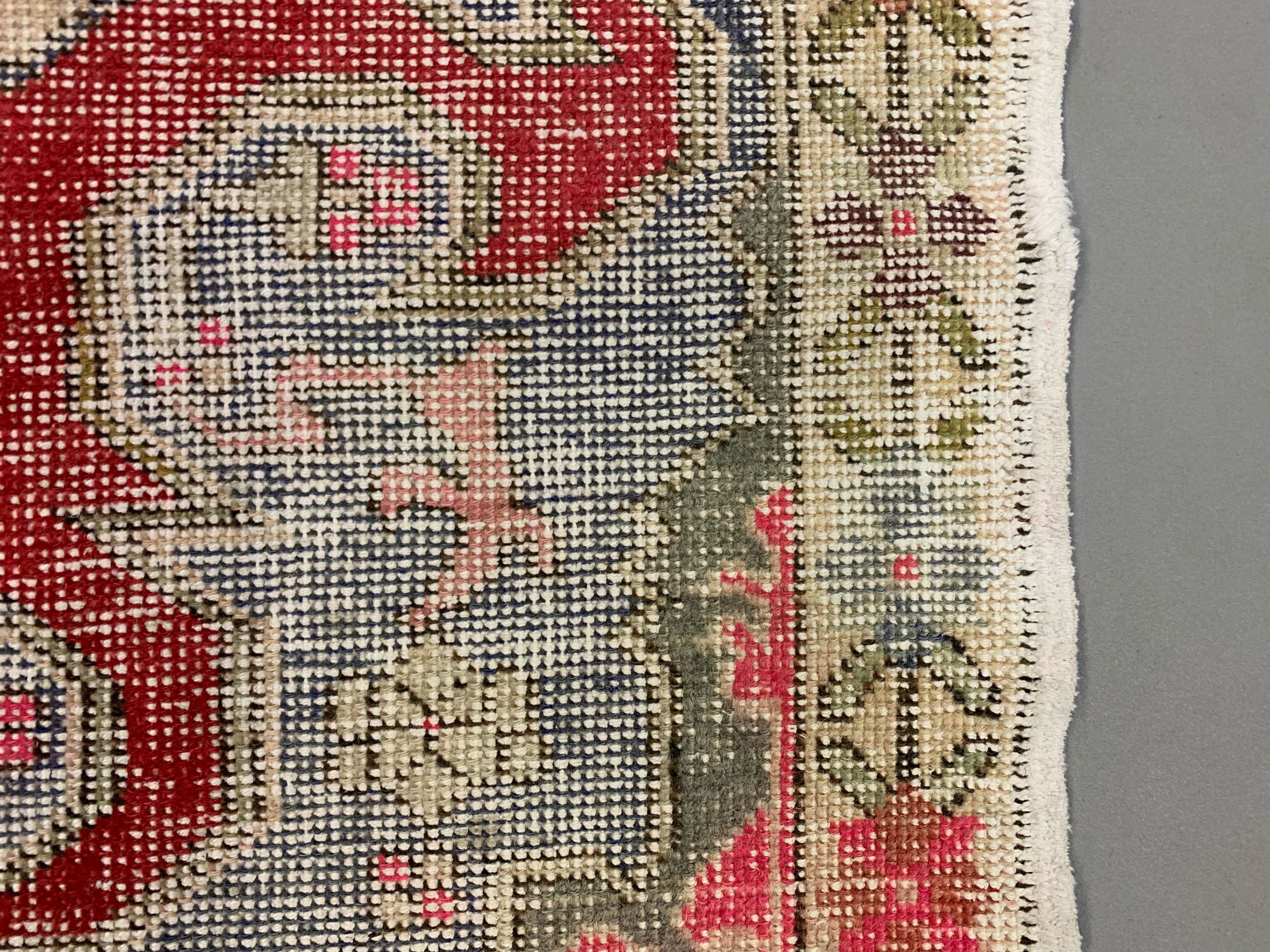 Vintage turkish oushak rug 225x130 cm shabby carpet ushak region medium