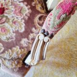 Louis XV style cabriolet armchair - floral velvet seat