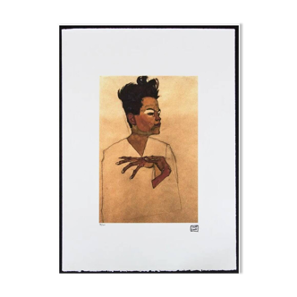 "Autoportrait" Lithographie Offset d'après Egon Schiele