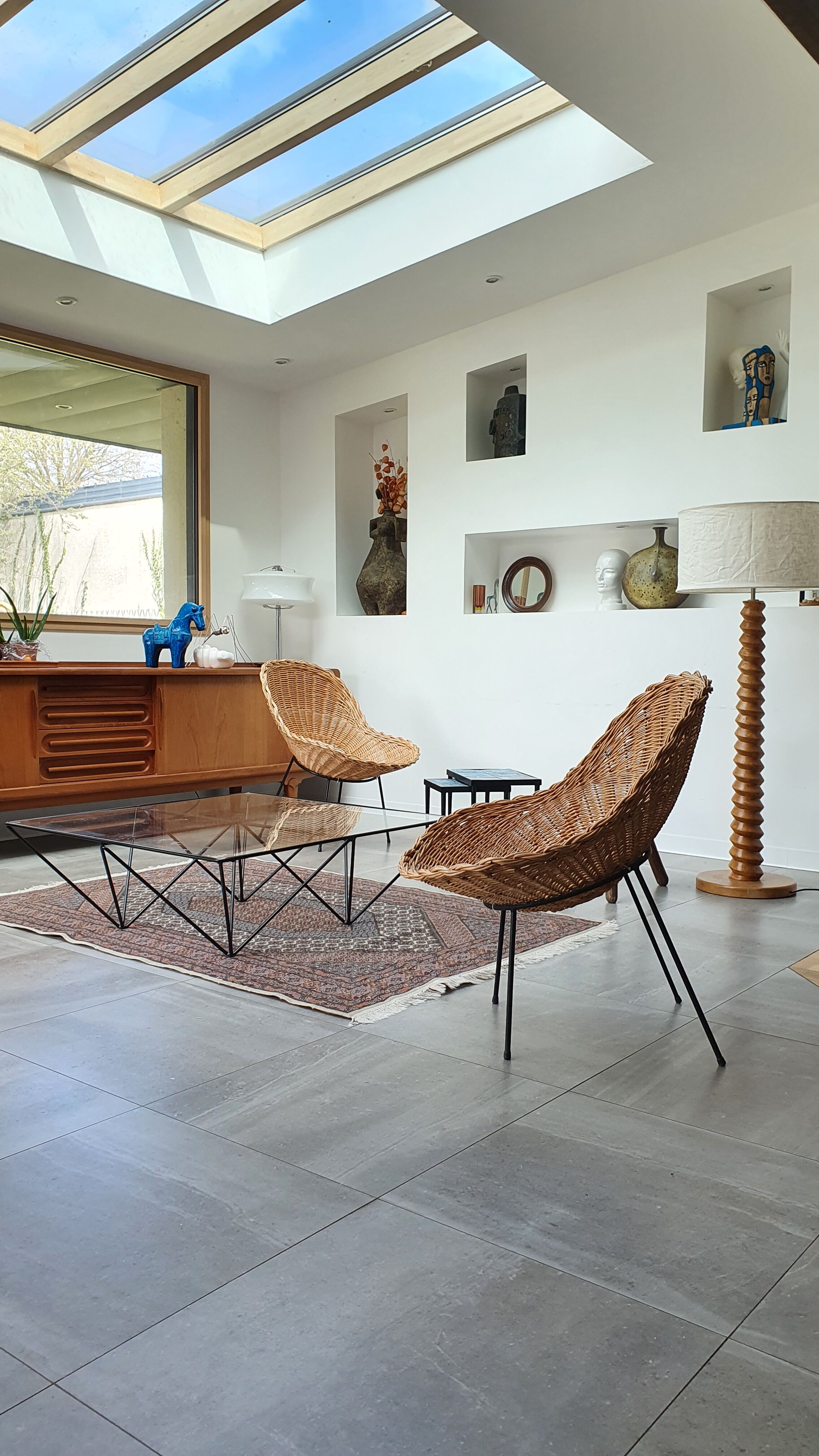 Pair of rattan basket chairs