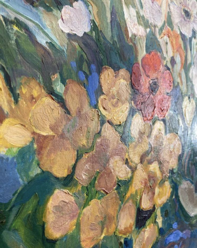 Oil painting on isorel panel Bouquet fleuri signed FAYET twentieth era