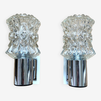 Pair of vintage chrome wall lights, 70s, Raak