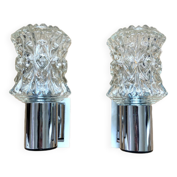 Pair of vintage chrome wall lights, 70s, Raak