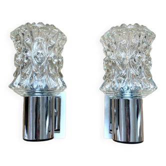 Pair of vintage chrome wall lights, 70s, Raak