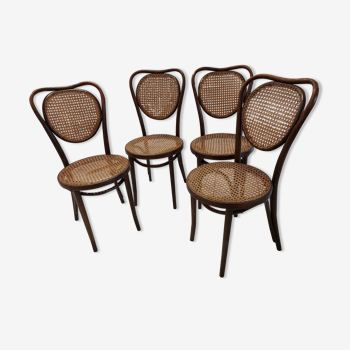 Suite of 4 chairs Bistrot cannage ZMP Radomsko for Thonet 1950s
