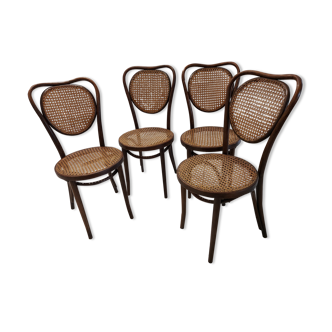 Suite of 4 chairs Bistrot cannage ZMP Radomsko for Thonet 1950s