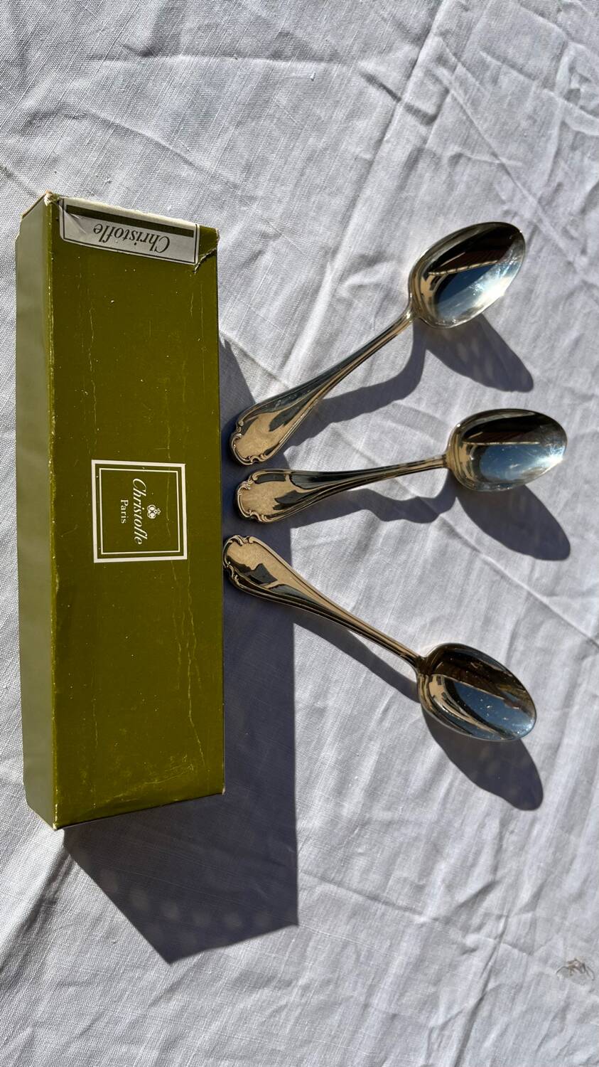 Lot de 3 cuillères  Christofle  pompadour  vintage