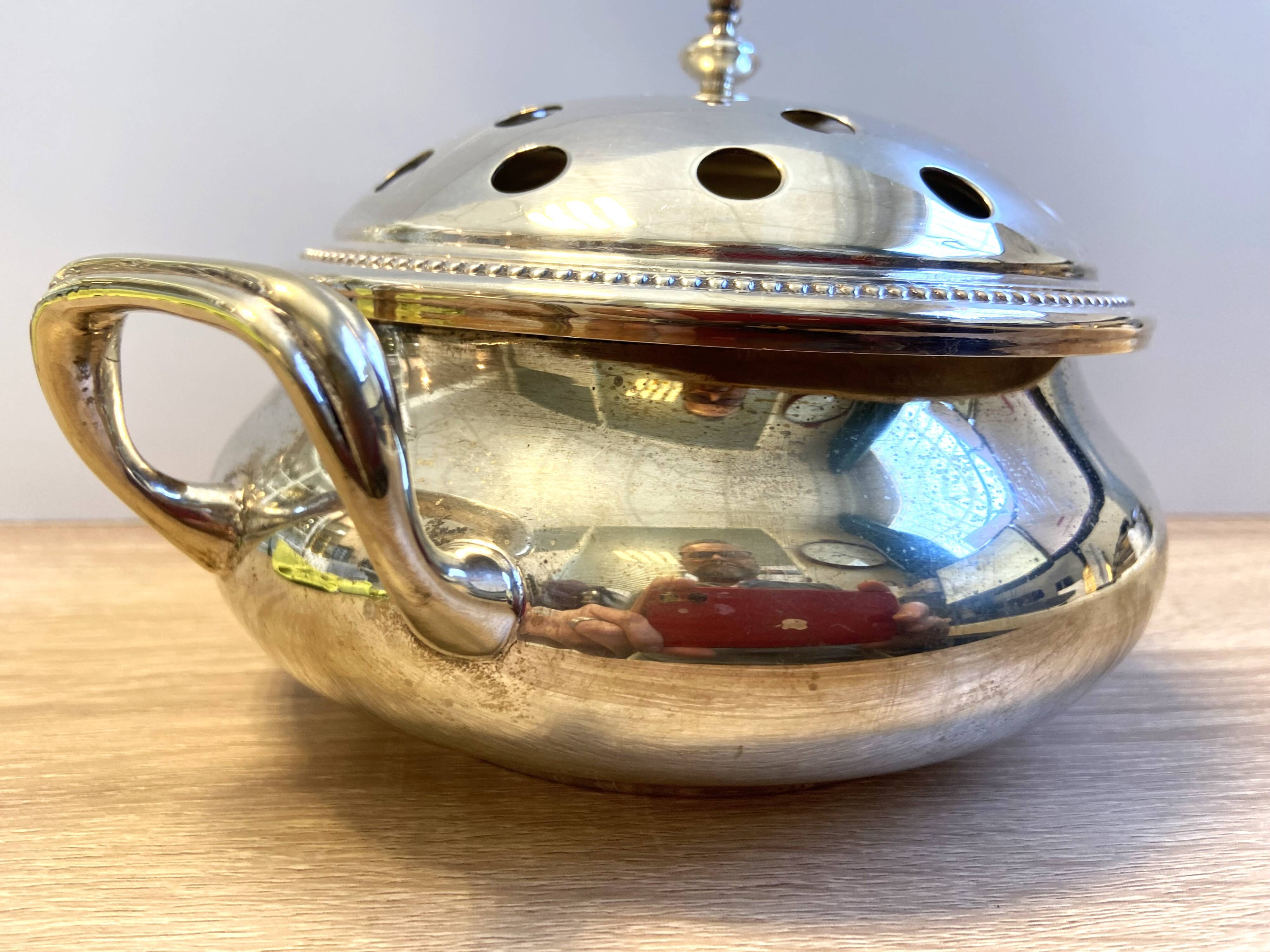 Antique Small Soup Tureen Centerpiece Bouquetière Brass Bronze Silver