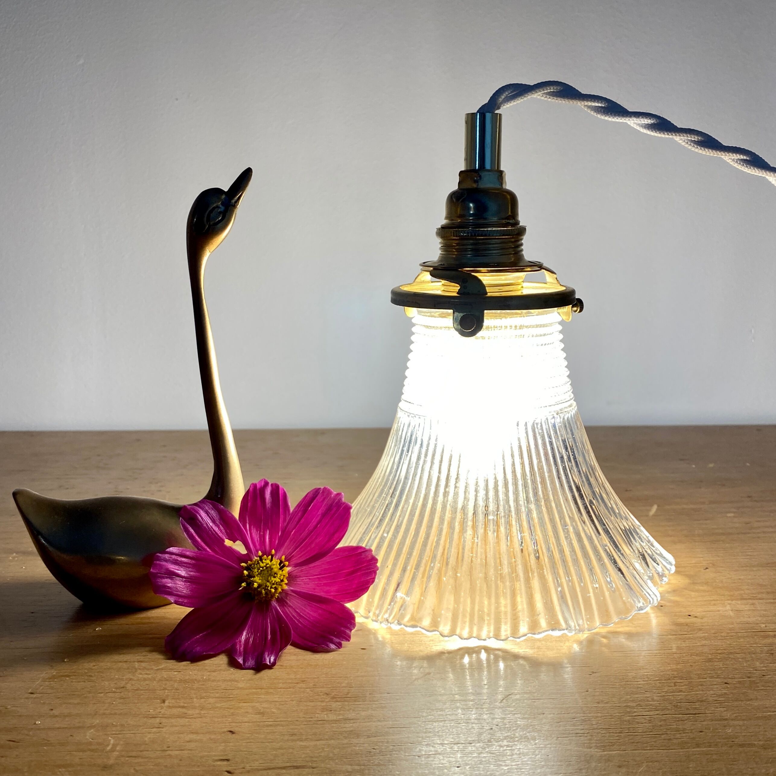 Vintage tulip walker in holophanous glass
