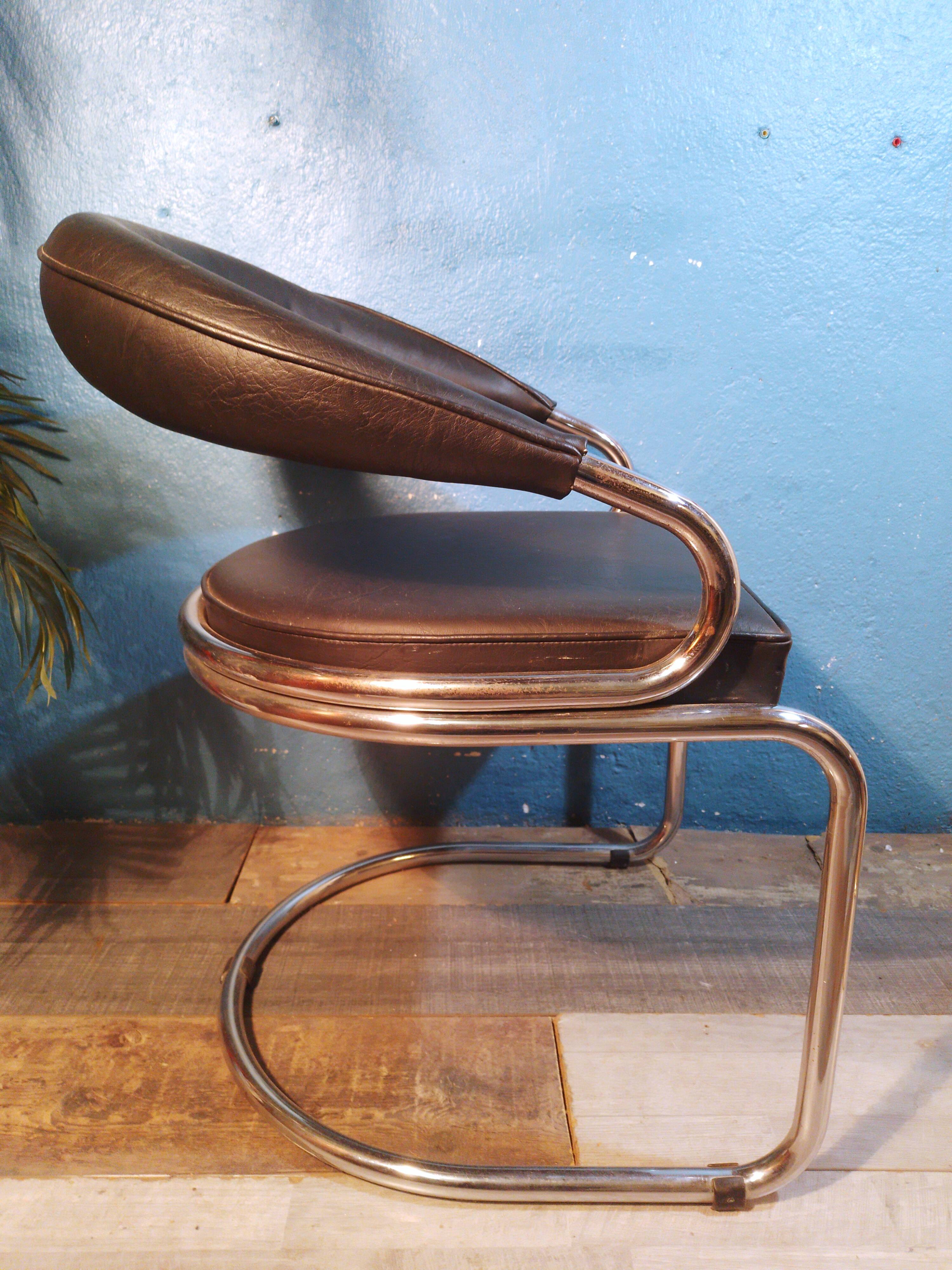 Fauteuil cuir Giotto Stoppino 1970s