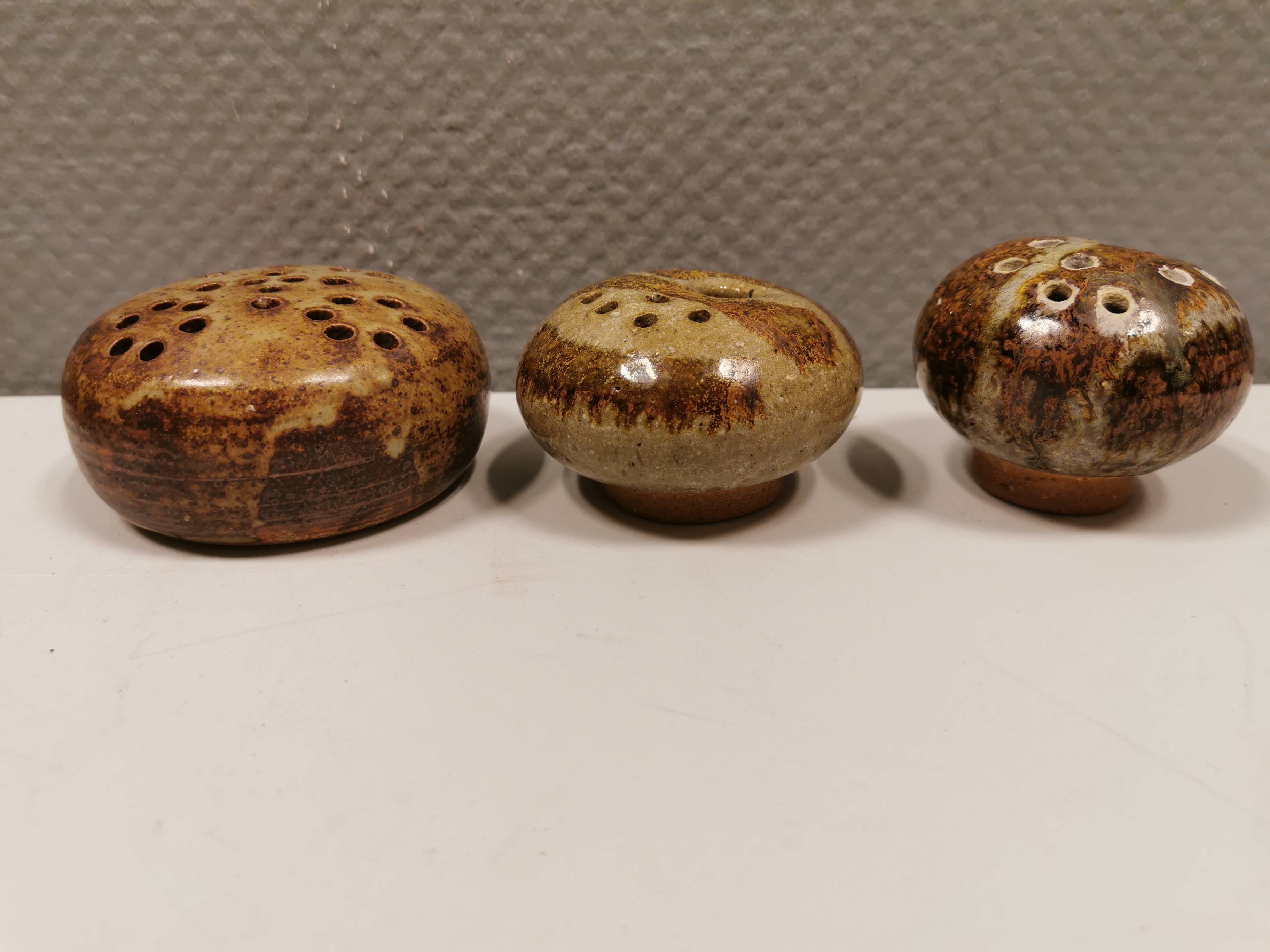 Three pierced vases (in Denmark we call them Mushroom vases)