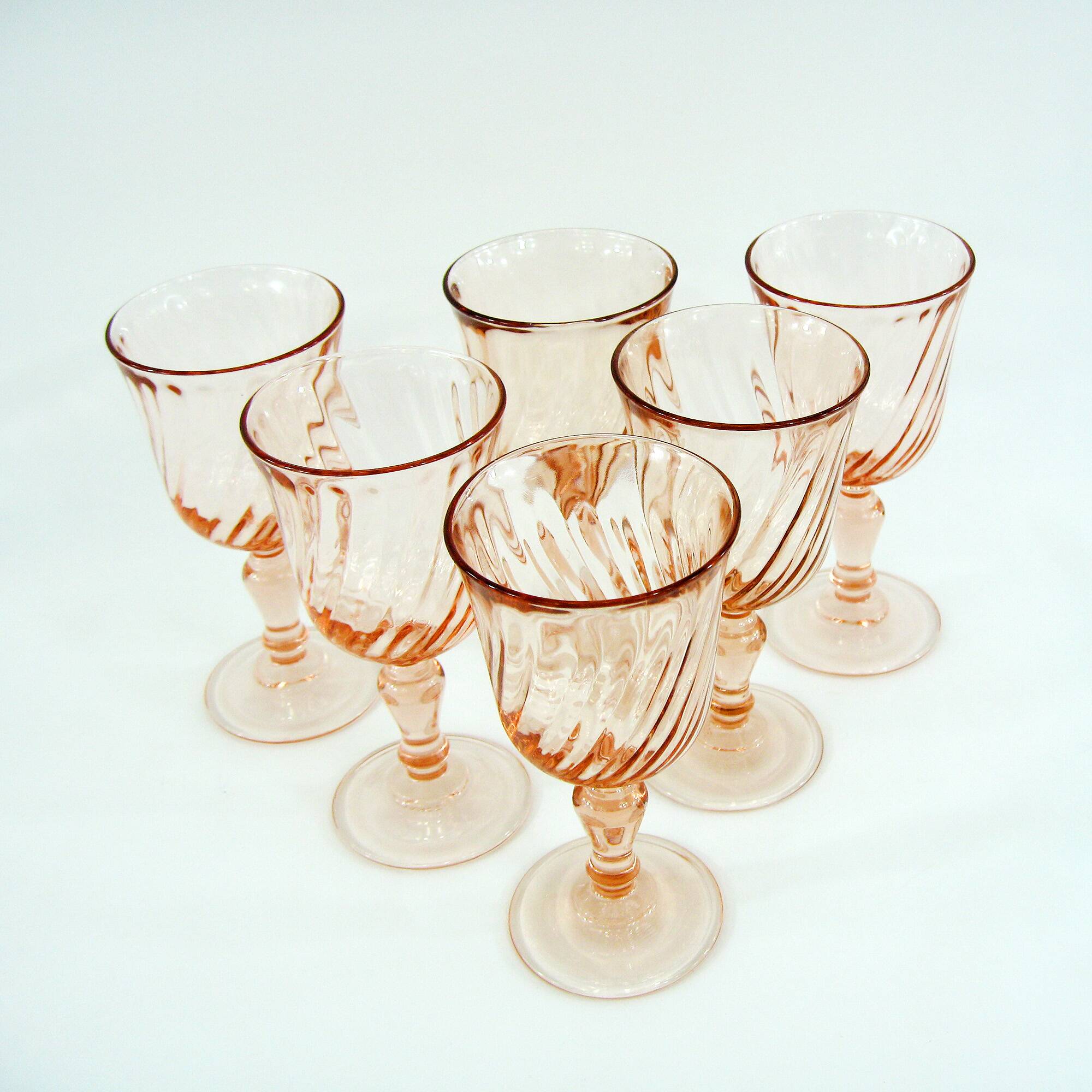 6 Rosaline wine glasses Luminarc Arcoroc France - vintage 80s