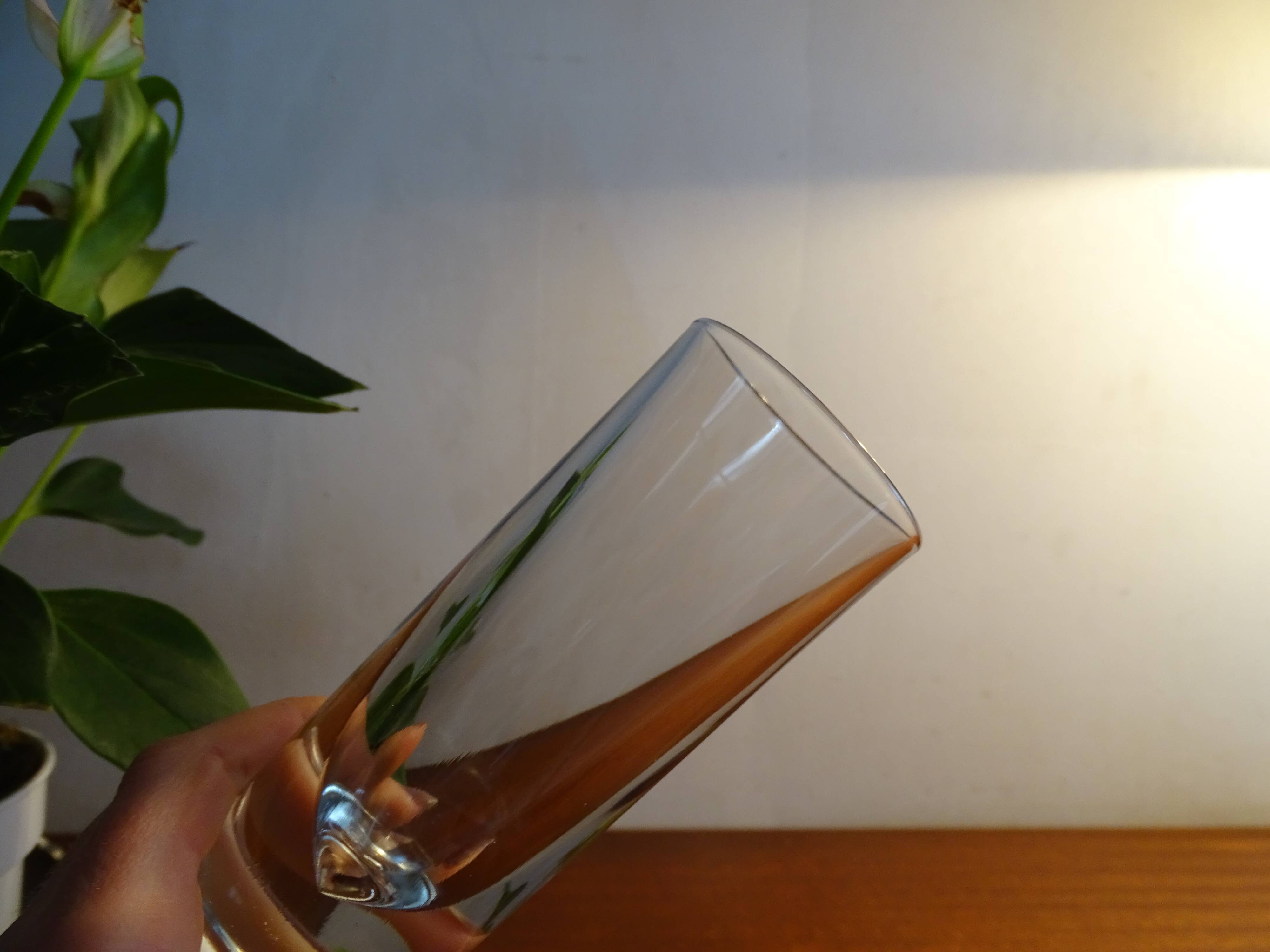 4 high glasses Heavy bullet glass Carlo Moretti Italy 1980 signed