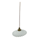Vintage suspension opaline pleated lampshade with golden threads and claw socket.
