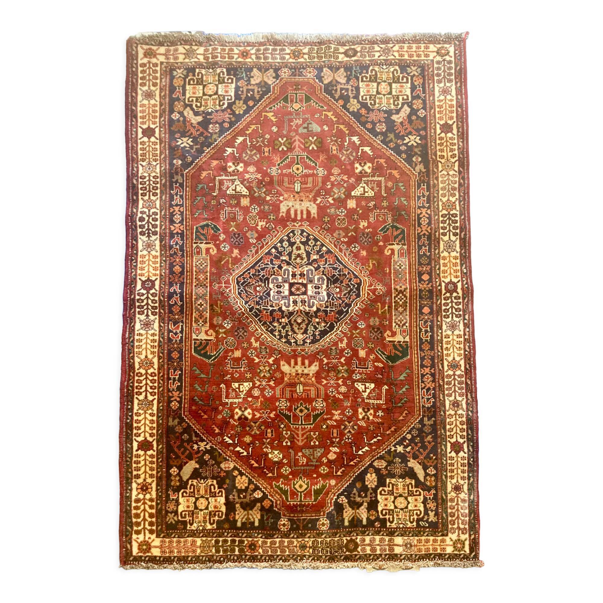 Tapis Persan SAROUGH Tissé Main - 308x77 Cm - Laine Et Coton Rouge - Tapis D'Orient D'occasion