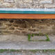 Green formica farmhouse table, vintage, 50s
