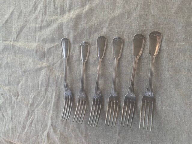 6 forks in vintage silver metal