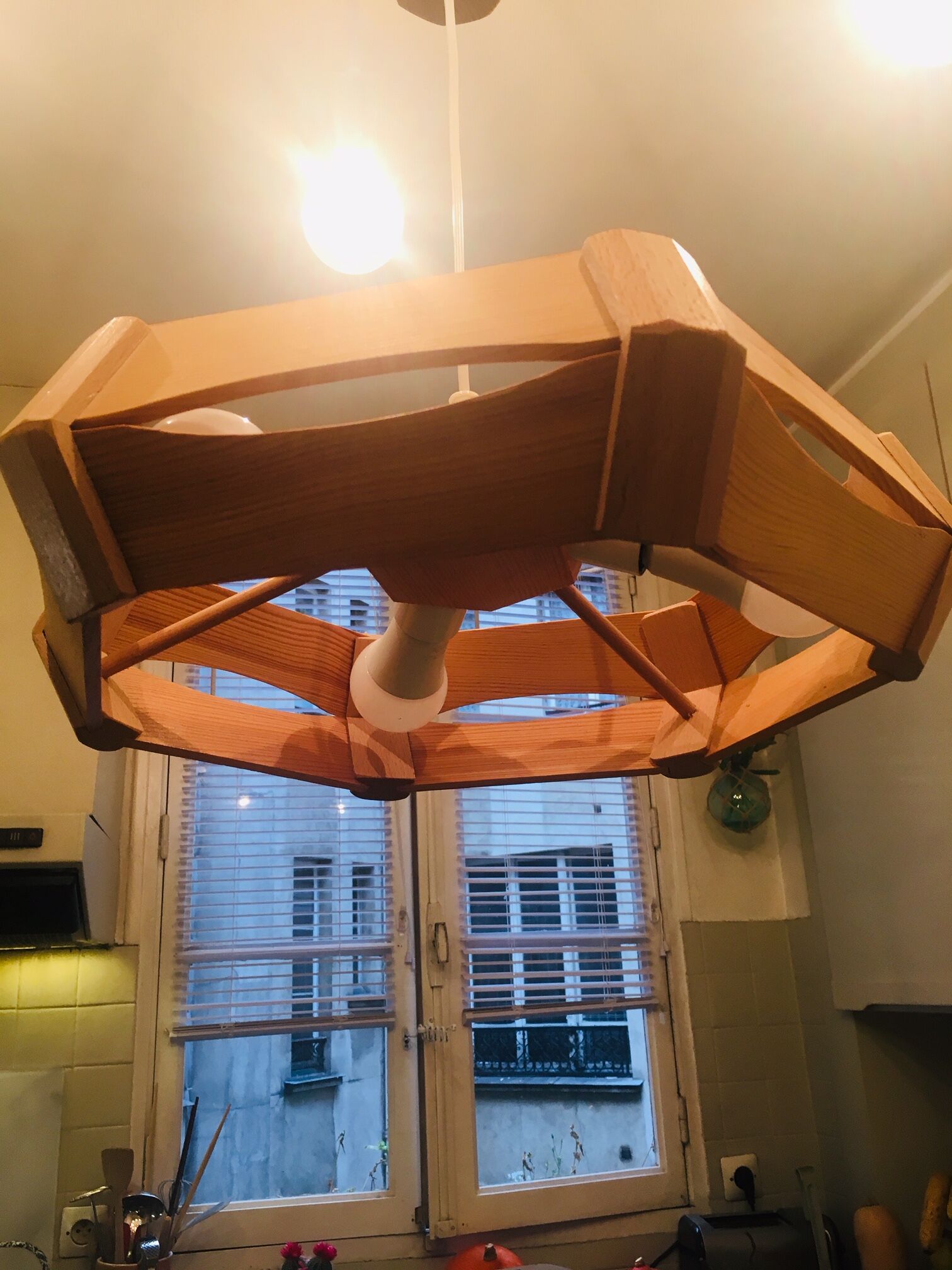 Scandinavian style wooden hanging lamp