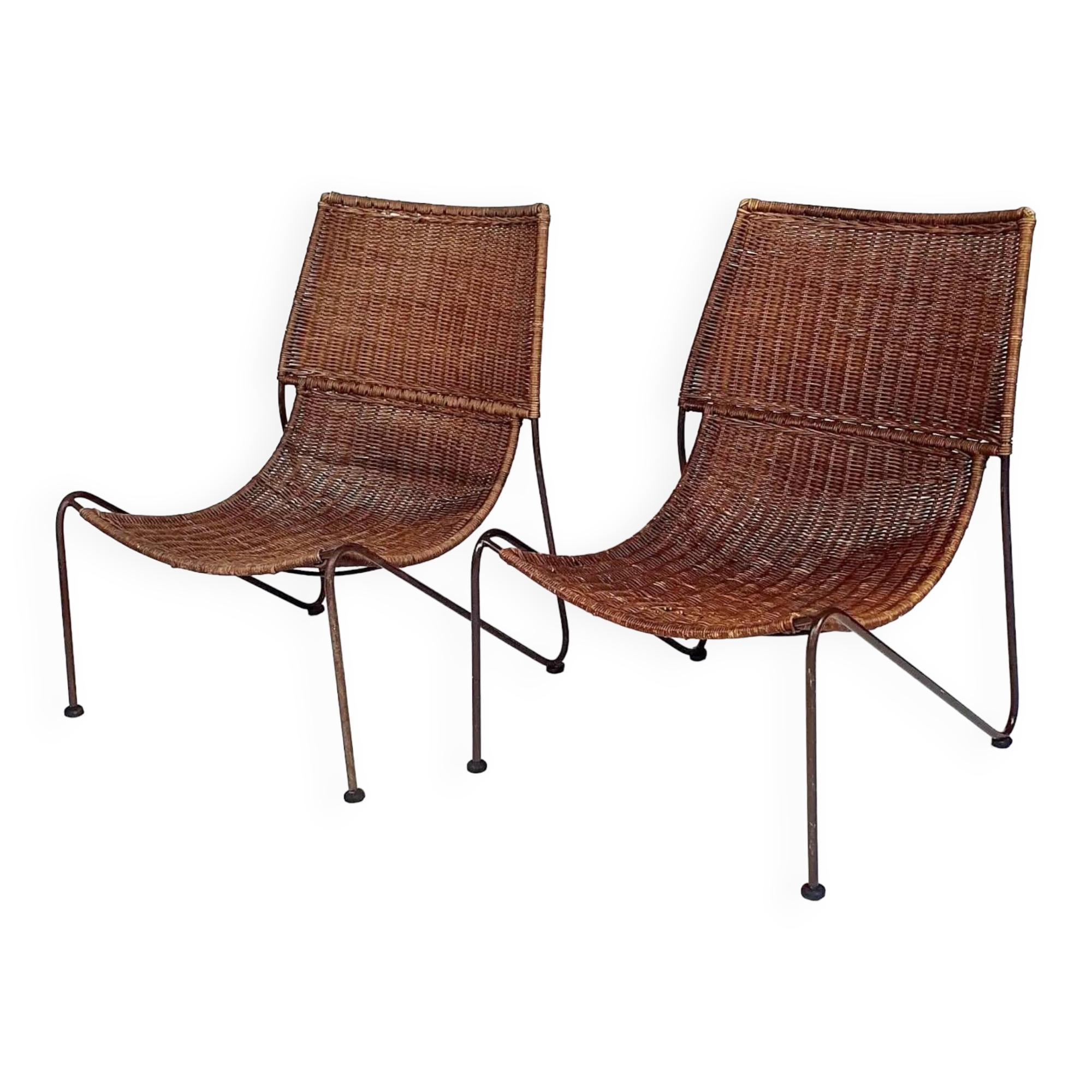 Pair of "Mombasa" rattan and steel armchairs by Pier One