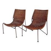 Pair of "Mombasa" rattan and steel armchairs by Pier One