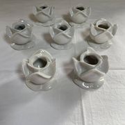 White porcelain rose shaped candle holders